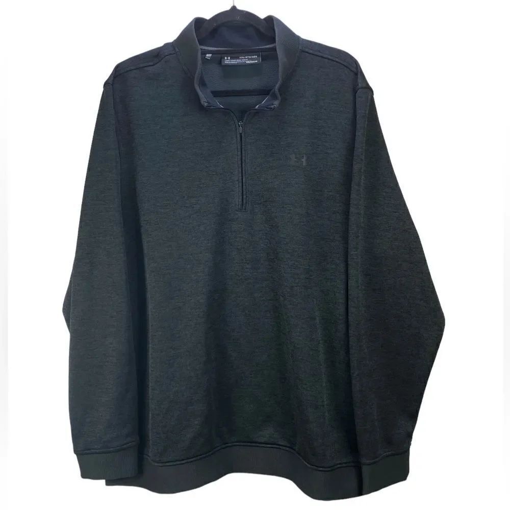 Under Armour Mens Sz XXL Carbon Heather Grey ColdGear Fleece ¼ Zip Storm Sweater